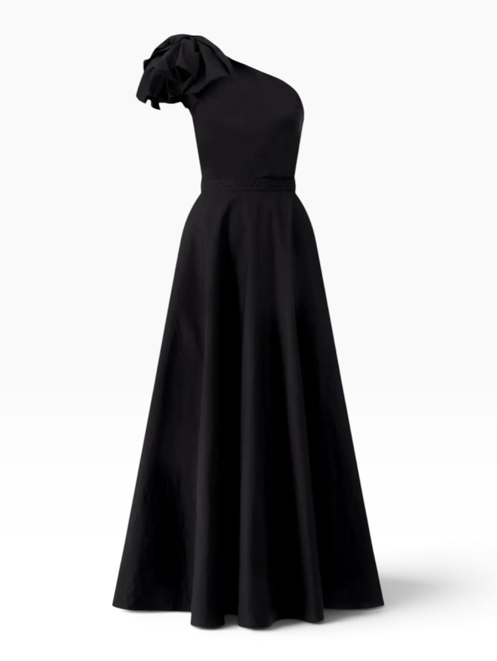 Giambattista Valli One Shoulder Bow Maxi Dress Gown Black IT 46 US 10 NWT Runway